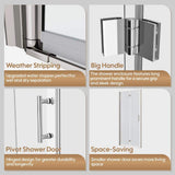 FORCLOVER 34 in. W to 35-3/8 in. W x 72 in. H Bi-Fold Frameless Shower Door in Chrome with Clear Glass