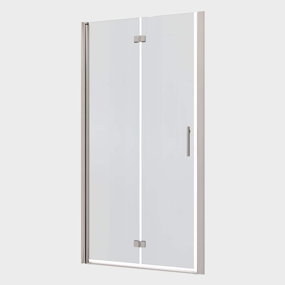 FORCLOVER 36 in. W to 37-3/8 in. W x 72 in. H Bi-Fold Frameless Shower Door in Chrome with Clear Glass
