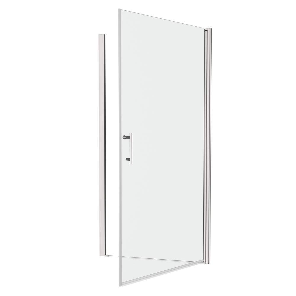 FORCLOVER 36-37 3/8 in. W x 72 in. H Pivot Frameless Swing Corner Shower Panel with Shower Door in Chrome with Clear Glass
