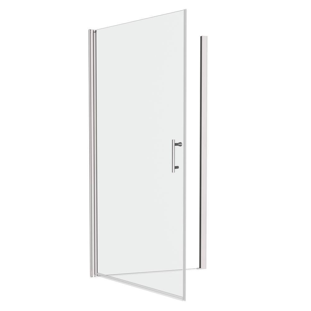FORCLOVER 36-37 3/8 in. W x 72 in. H Pivot Frameless Swing Corner Shower Panel with Shower Door in Chrome with Clear Glass