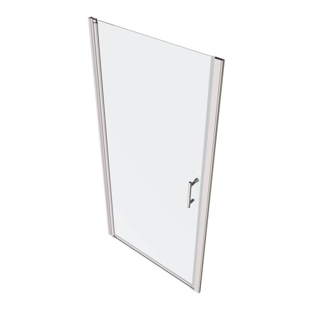 FORCLOVER 36-37 3/8 in. W x 72 in. H Pivot Frameless Swing Corner Shower Panel with Shower Door in Chrome with Clear Glass