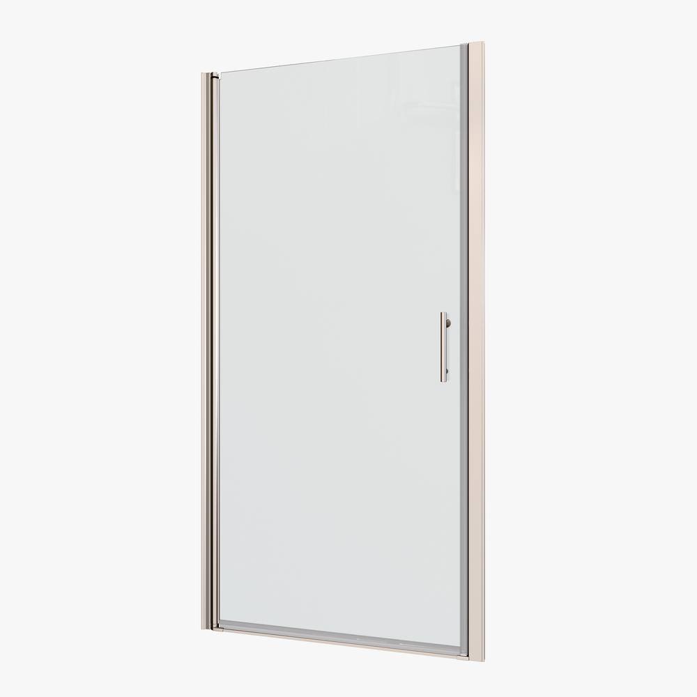 FORCLOVER 36-37 3/8 in. W x 72 in. H Pivot Frameless Swing Corner Shower Panel with Shower Door in Chrome with Clear Glass