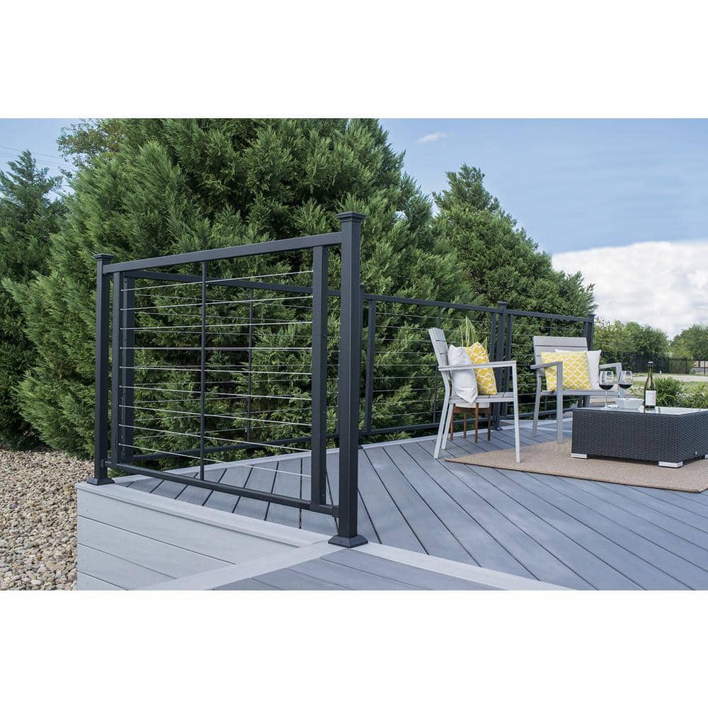 FORTRESS Fe26 Horizontal Cable Rail Black Sand Stair Vertical I-Support for Cable Railing System