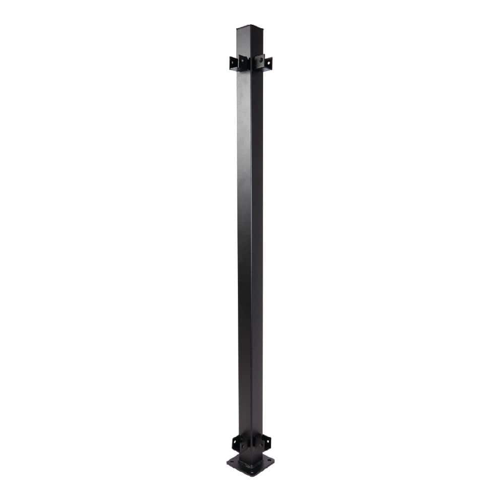 FORTRESS Fe26 2 in. x 2 in. x 39-1/2 in. Black Steel Railing Corner Post