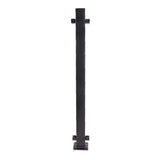 FORTRESS Fe26 2 in. x 45.5 in. Black Steel Railing Line Post with Brackets