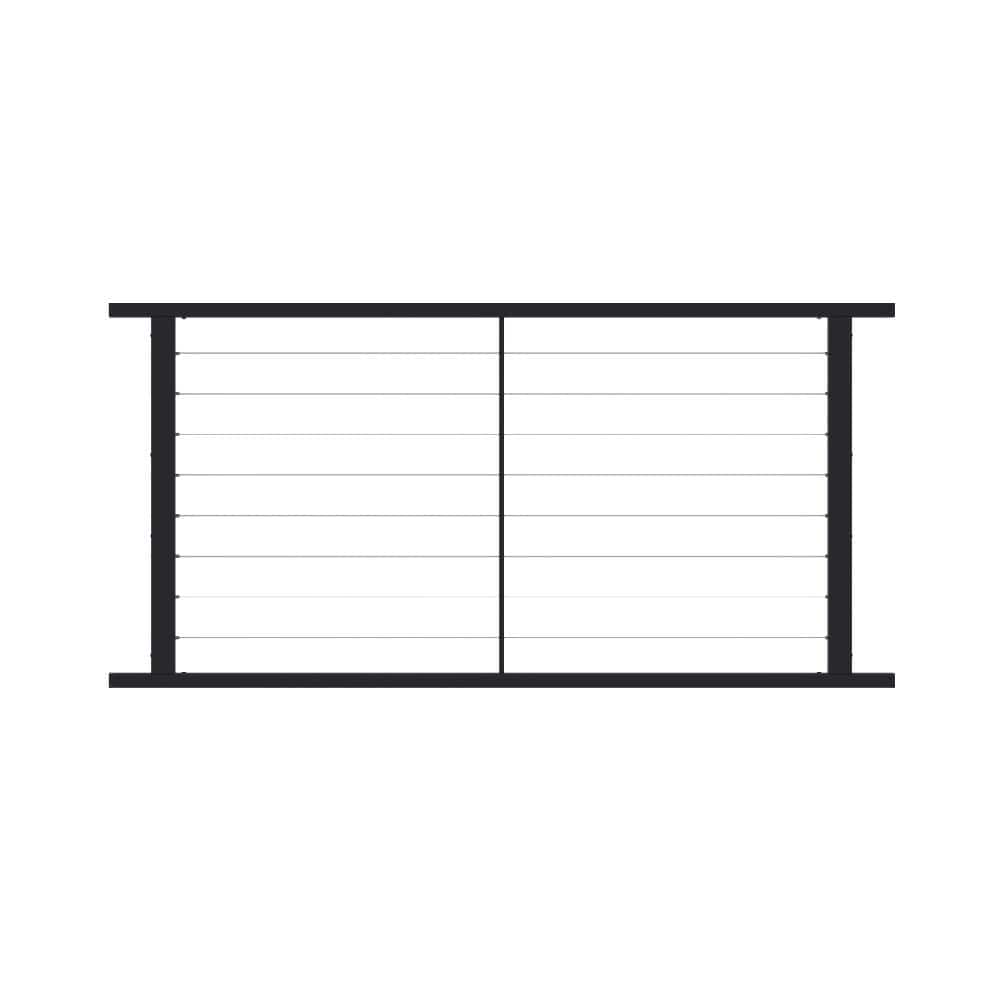 FORTRESS Fe26 Horizontal Cable Rail 34 in. x 4 ft. Black Sand Steel Railing Level Panel