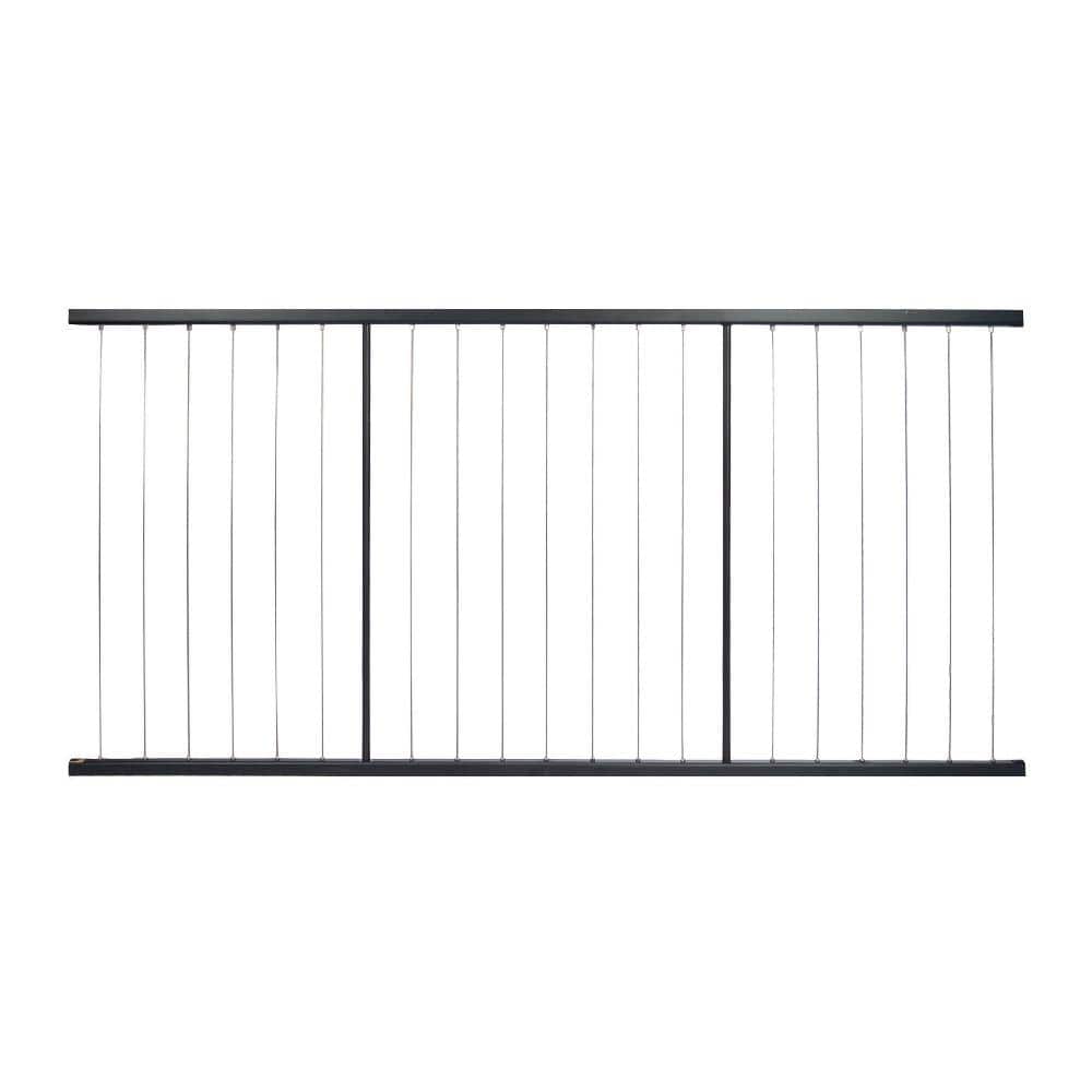 FORTRESS Fe26 Vertical Cable Rail 40 in. x 8 ft. Black Sand Steel Railing Level Panel