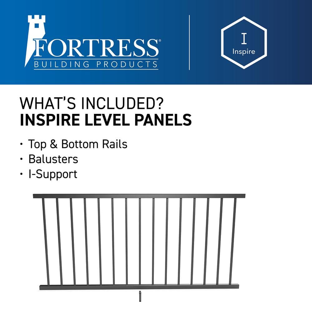 FORTRESS Inspire Railing 32.5 in. H x 6 ft. W Aluminum Black Sand Level Panel