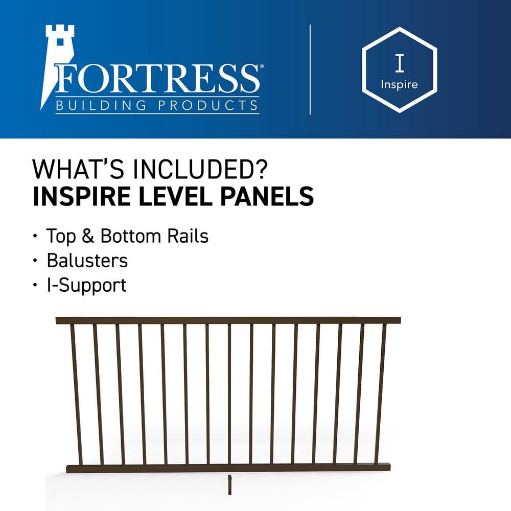 FORTRESS Inspire Railing 32.5 in. H x 8 ft. W Aluminum Brown Level Panel