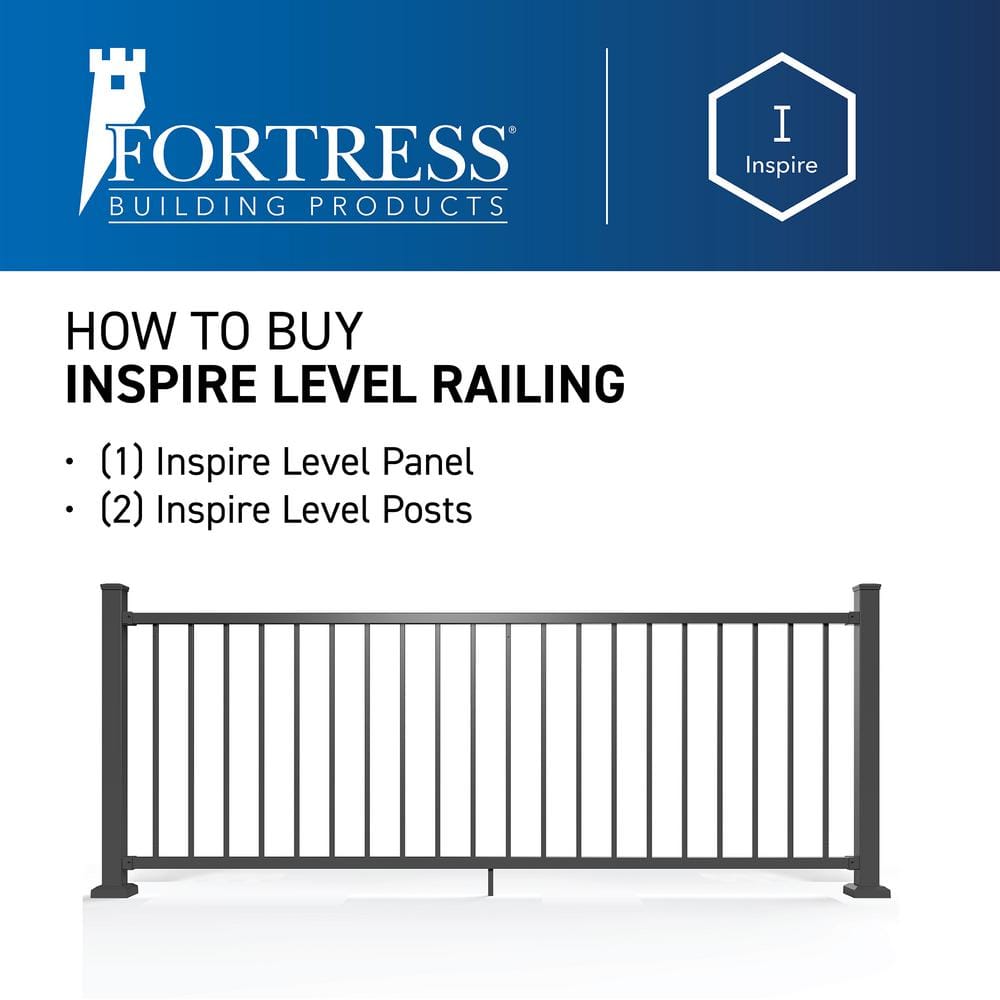 FORTRESS Inspire Railing 39.5 in. H x 2.5 in. W Aluminum Black Sand Post with Brackets