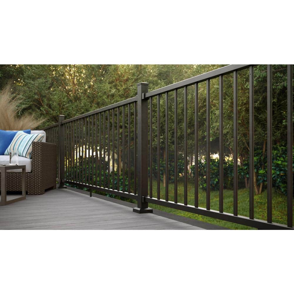 FORTRESS Inspire Railing 39.5 in. H x 2.5 in. W Aluminum Black Sand Post with Brackets