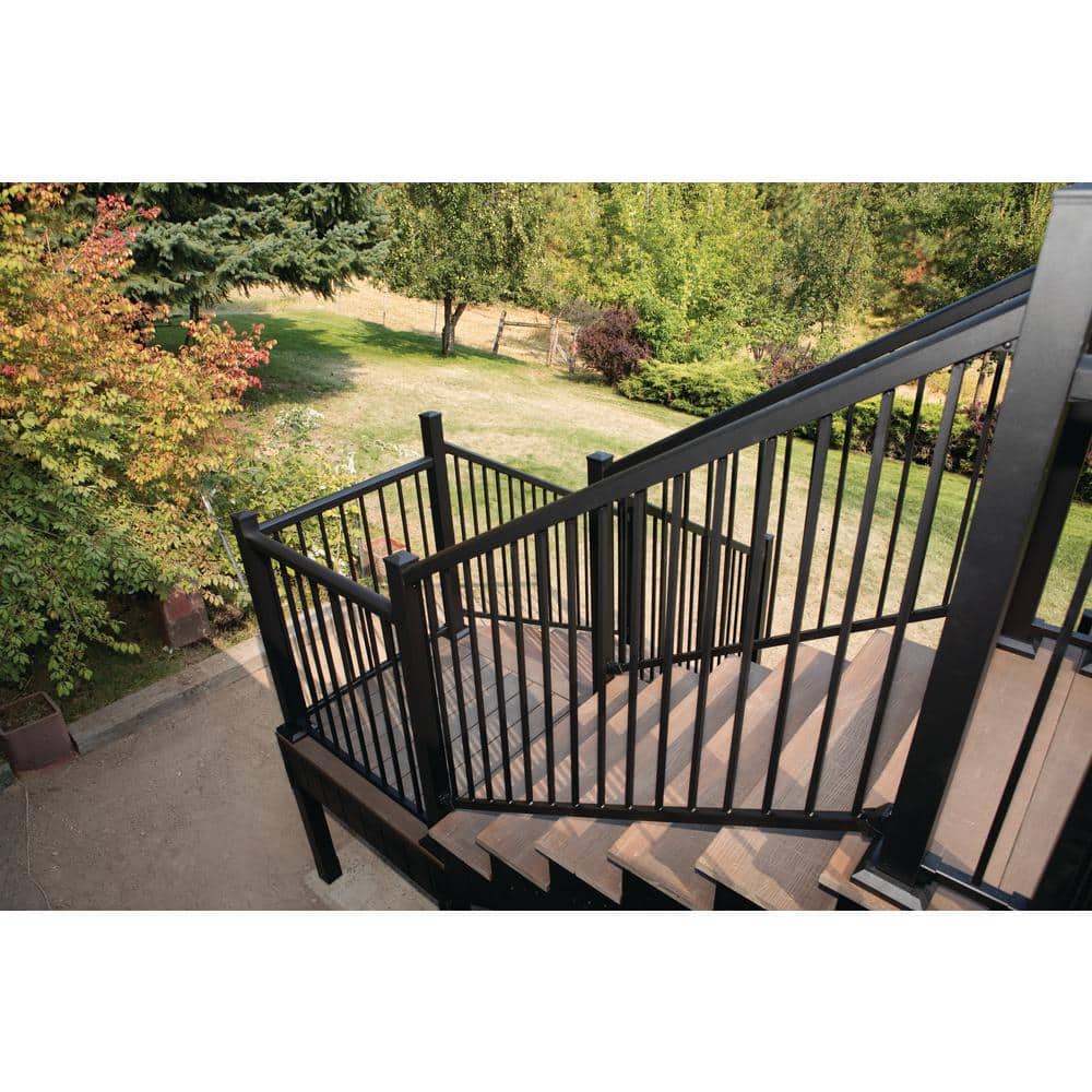 FORTRESS Al13 Home 8 ft. W x 2.6 in. H Aluminum Black Sand Accent Top Rail Stair Kit