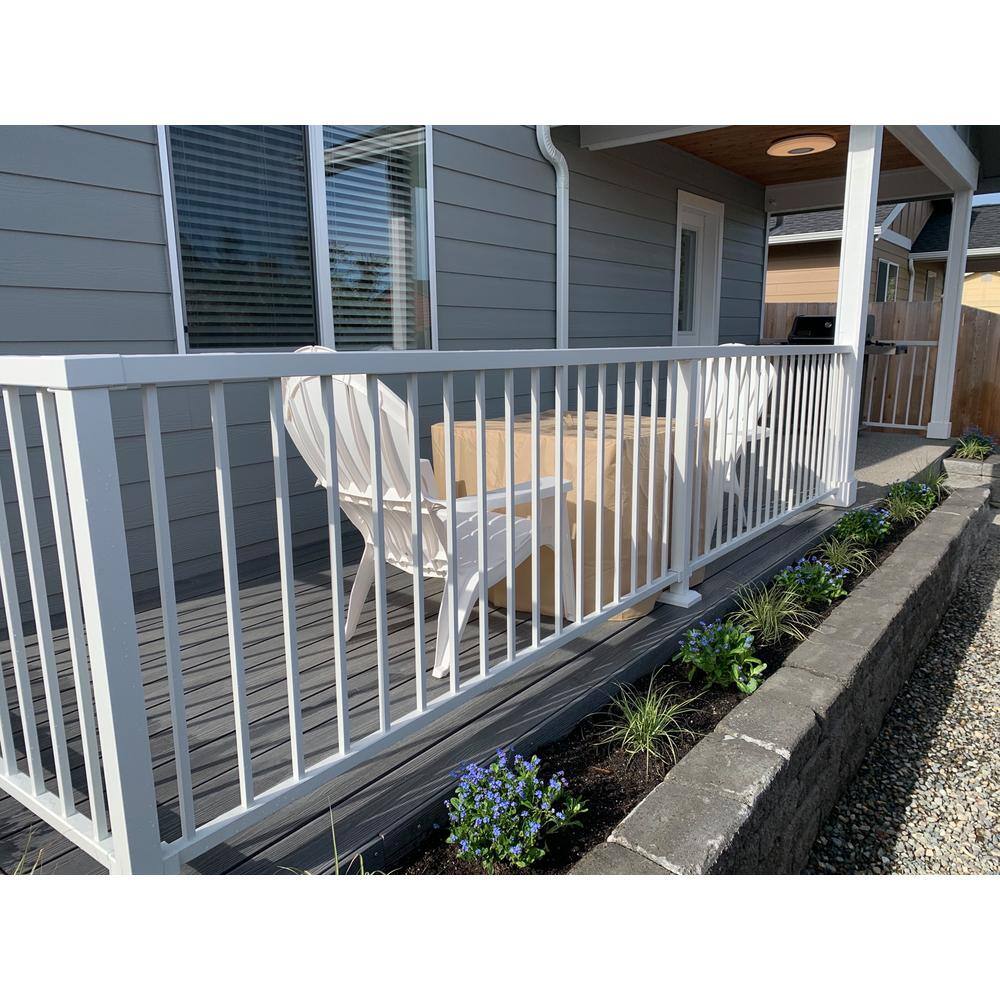 FORTRESS Al13 Home Rail 1.81 in. H x 2.6 in. W Matte White Aluminum Flat Accent Top Rail Stair Railing Kit