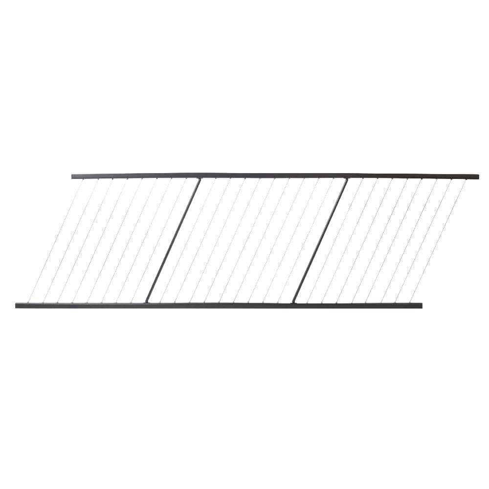 FORTRESS Fe26 Vertical Cable Rail 34 in. x 8 ft. Black Sand Steel Railin.g Stair Panel