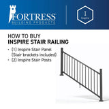 FORTRESS Inspire Railing 32.5 in. H x 6 ft. W Aluminum Black Sand Stair Panel with Brackets