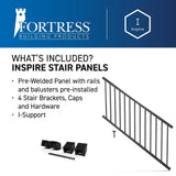 FORTRESS Inspire Railing 32.5 in. H x 6 ft. W Aluminum Black Sand Stair Panel with Brackets