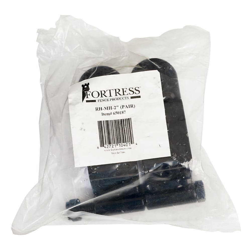 FORTRESS Versai 2 in. Black Steel Gate Hinge Fence Gate Post (2-Pack )