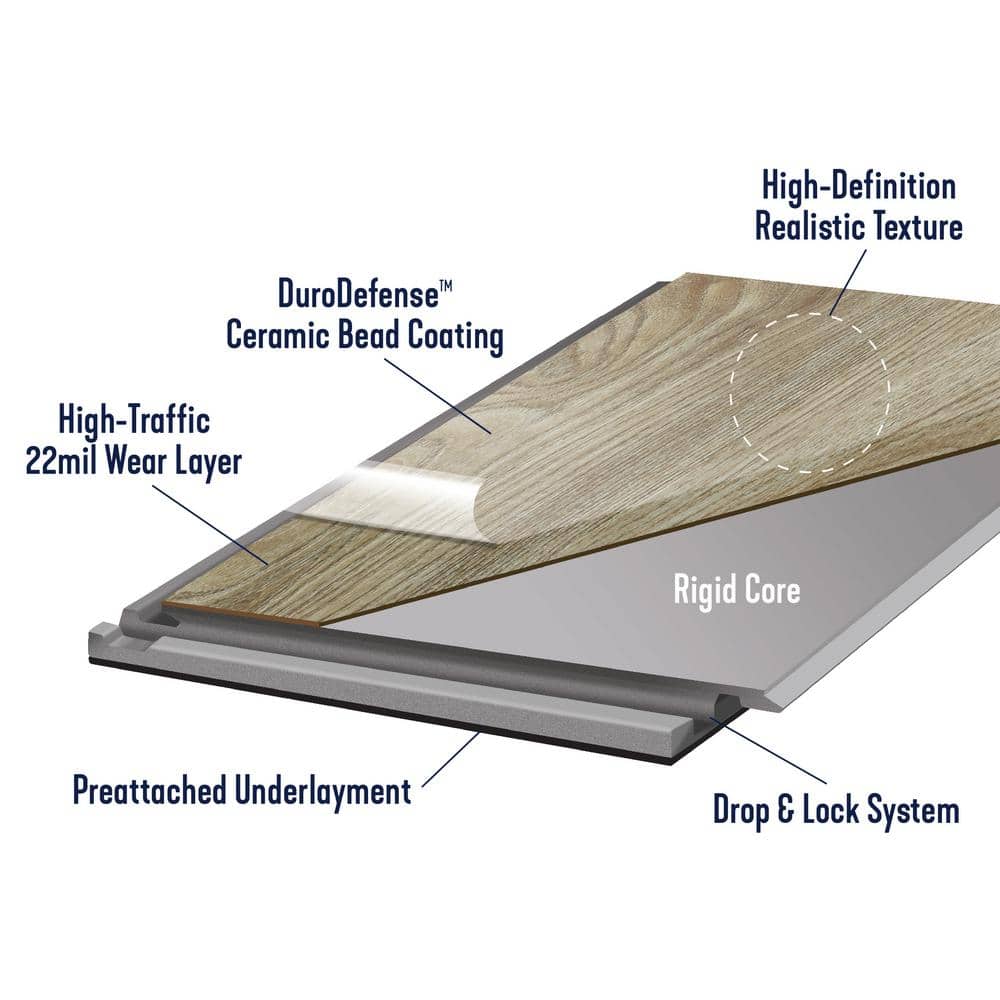 Bruce reDefine Fox Den 22 MIL, 7 in. W x 48 in. L Waterproof Click-Lock Vinyl Plank Flooring – Pallet (709.20 sq. ft.)