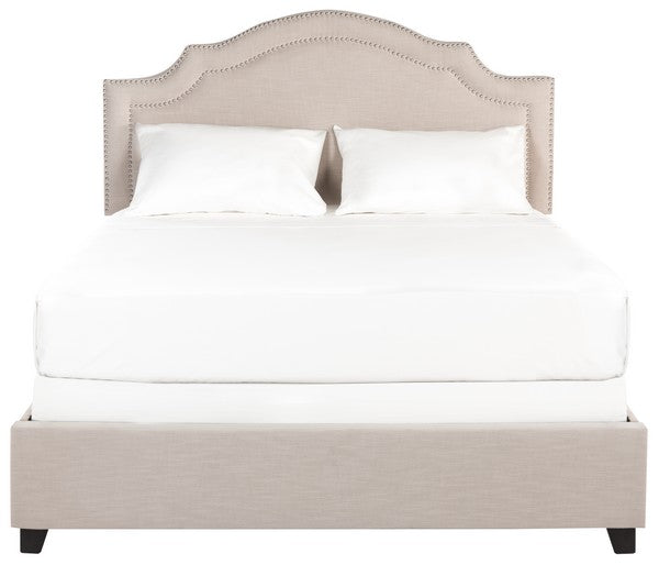 Safavieh Theron Light Beige/Silver Nailheads Full Upholstered Bed