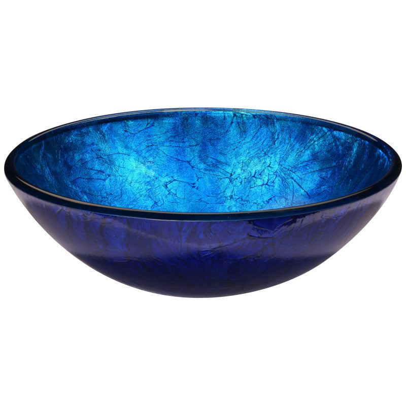 ANZZI Arc Series Vessel Sink, Frosted Blue, 16.5 in. Round