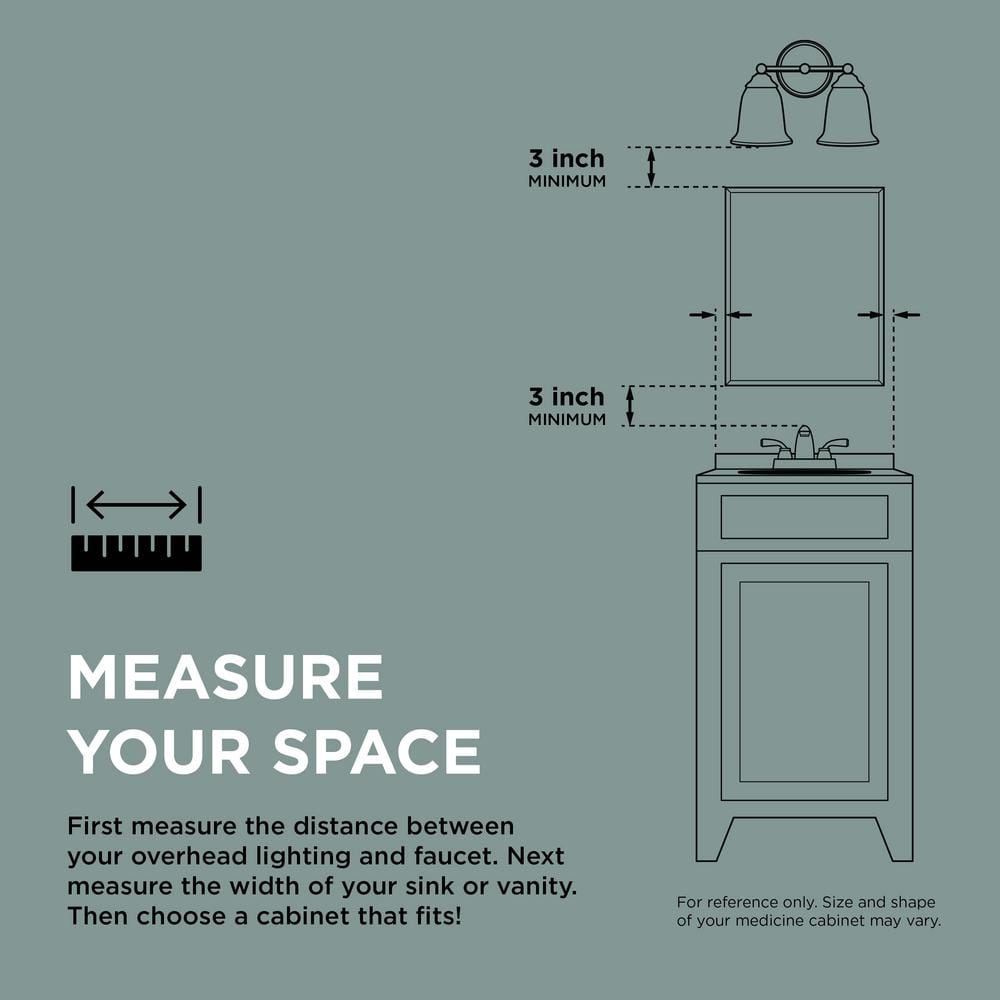Glacier Bay 16 in. W x 20 in. H Rectangular Recessed or Surface Mount Frameless Beveled Mirror Medicine Cabinet