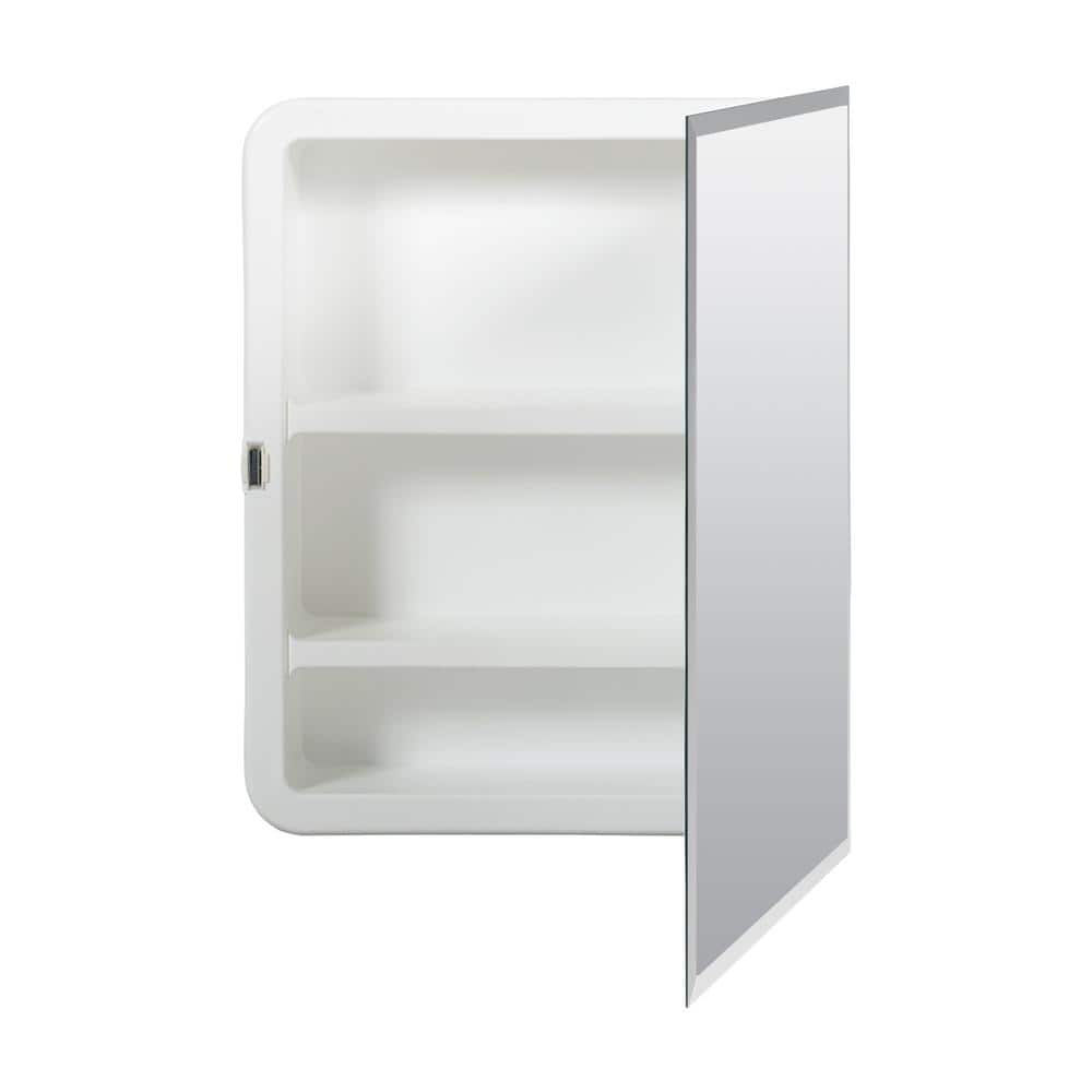 Glacier Bay 16 in. W x 20 in. H Rectangular Recessed or Surface Mount Frameless Beveled Mirror Medicine Cabinet