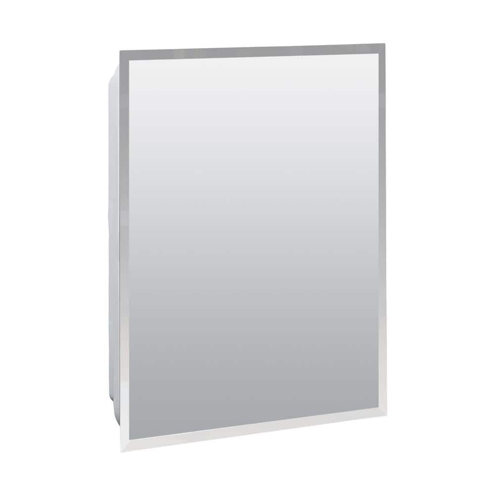 Glacier Bay 16 in. W x 20 in. H Rectangular Recessed or Surface Mount Frameless Beveled Mirror Medicine Cabinet