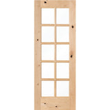 Krosswood Doors 36 in. x 80 in. Rustic Knotty Alder 10‑Lite Clear Tempered Glass TDL Stainable Interior Door Slab