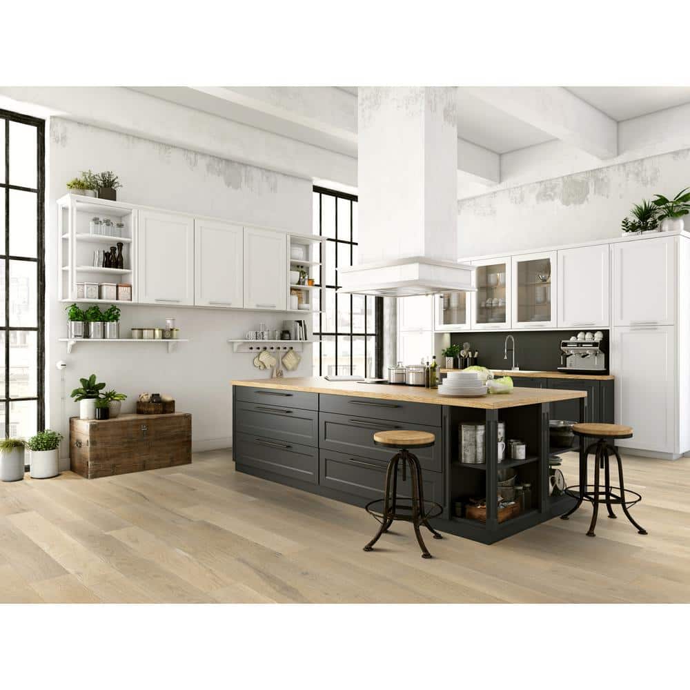 Blue Ridge Hardwood Flooring Castlebury French Linen Eurosawn White Oak 3/4 in. T x 5 in. W Wire Brushed Solid Hardwood Flooring (20 sq. ft./Case)