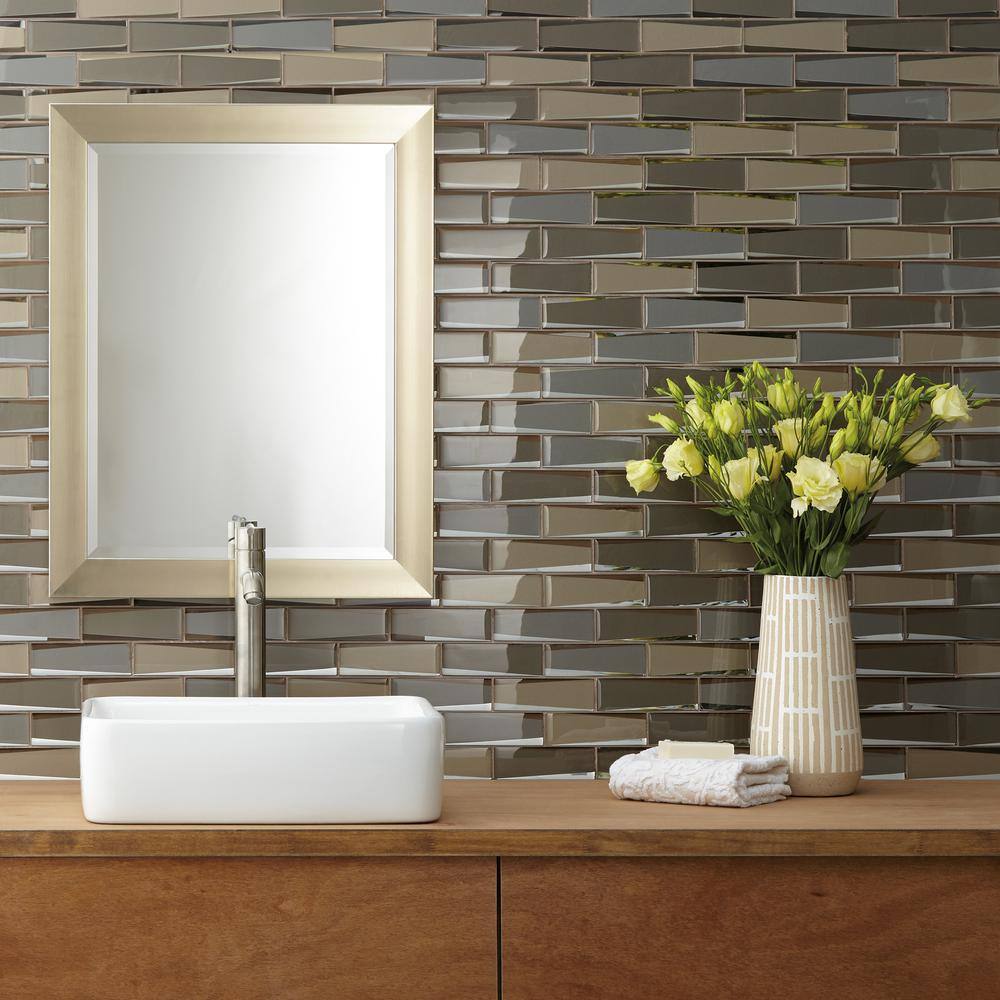 Daltile Premier Accents Frost Linear 12 in. x 13 in. x 8 mm Glass Mosaic Wall Tile (0.96 sq. ft. / piece)