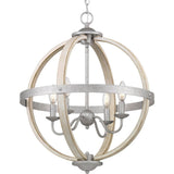 Progress Lighting Keowee 4-Light Galvanized Orb Chandelier with Antique White Wood Accents