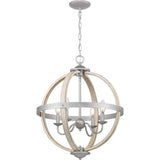 Progress Lighting Keowee 4-Light Galvanized Orb Chandelier with Antique White Wood Accents