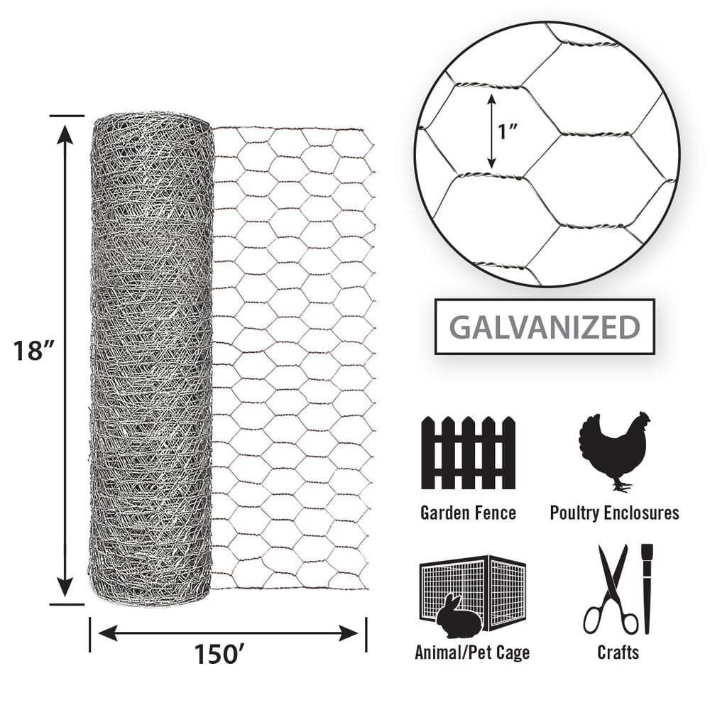 Garden Craft 18 in. H x 150 ft. L Chicken Wire with 1 in. Openings