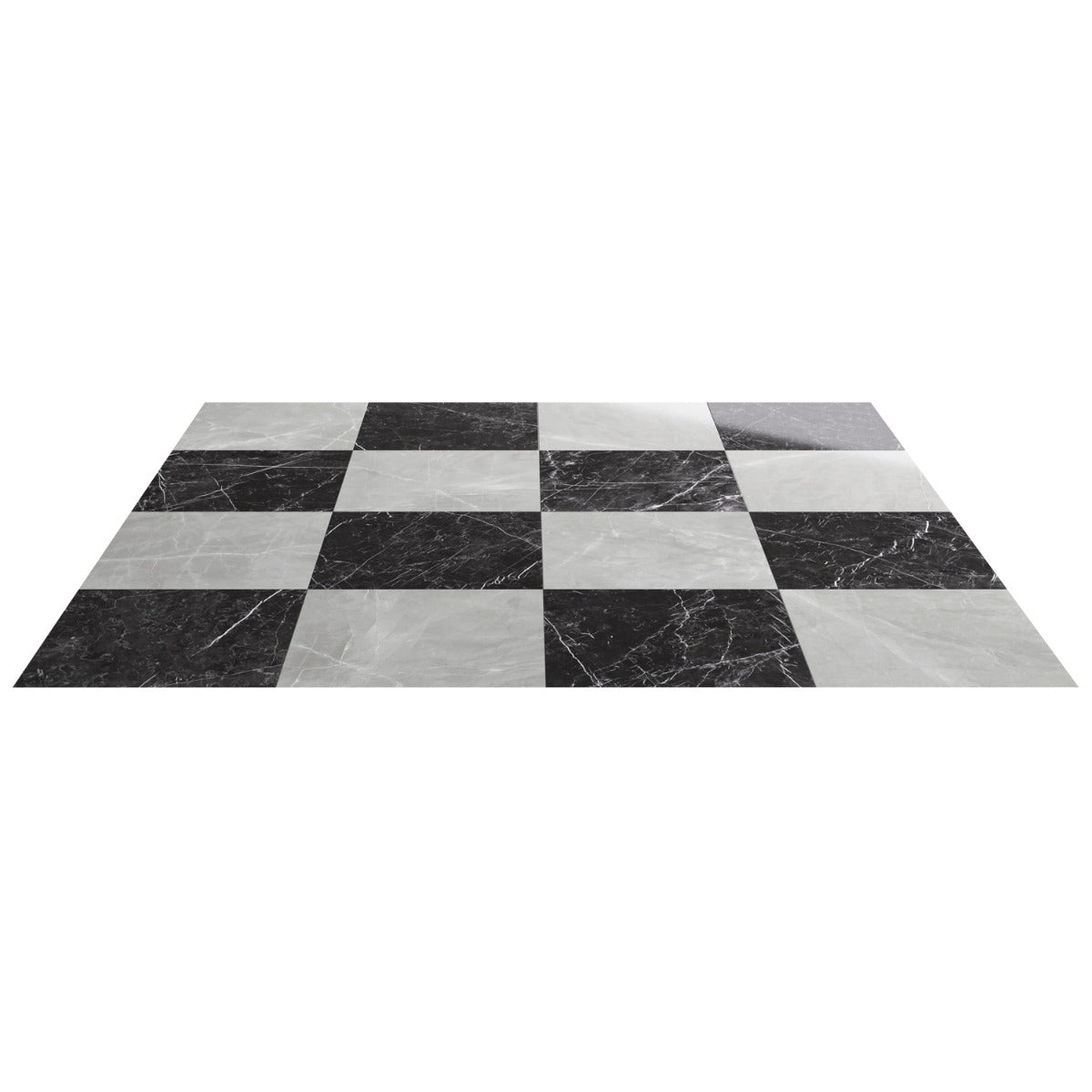 Fortunato Amani Gray and Nero Marquina Black 12x12 Polished Porcelain Checkerboard Tile