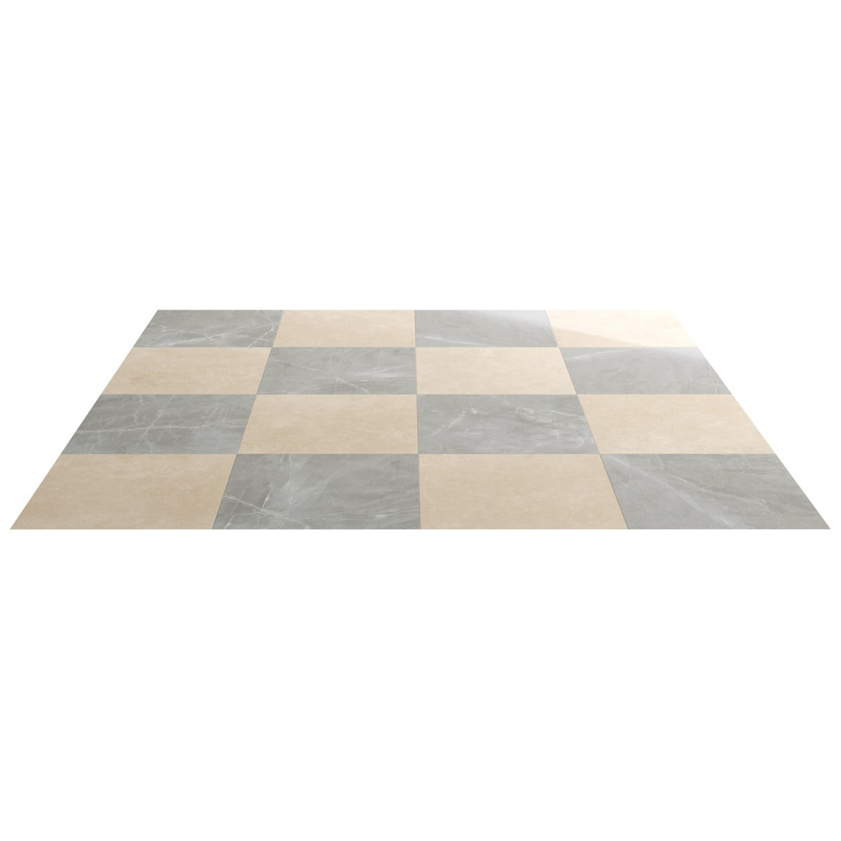Fortunato Marfil Beige and Amani Gray 12x12 Polished Porcelain Checkerboard Tile