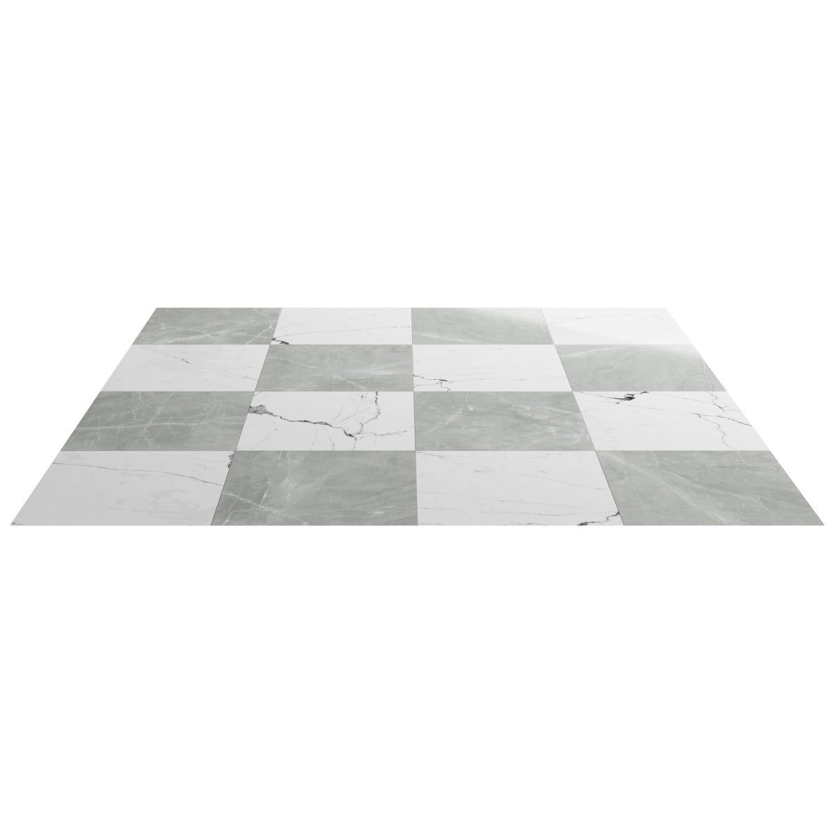Fortunato Amani Gray and Calacatta White 12x12 Polished Porcelain Checkerboard Tile