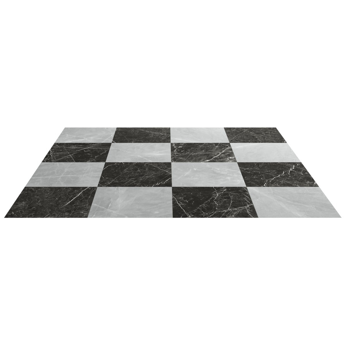 Fortunato Amani Gray and Nero Marquina Black 12x12 Matte Porcelain Checkerboard Tile