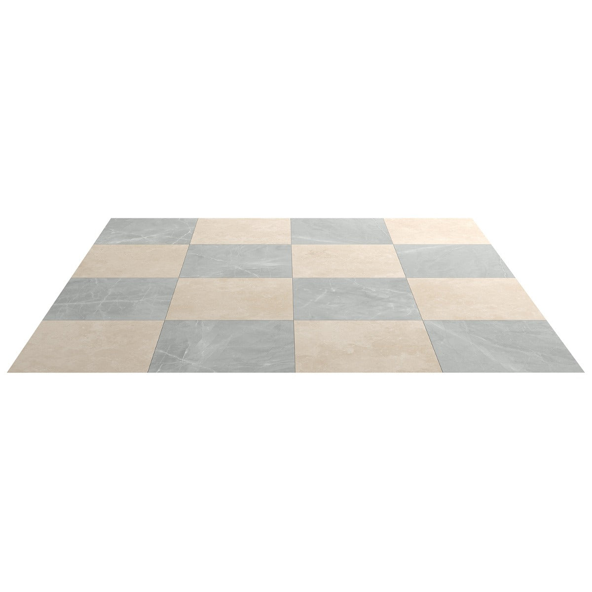 Fortunato Marfil Beige and Amani Gray 12x12 Matte Porcelain Checkerboard Tile