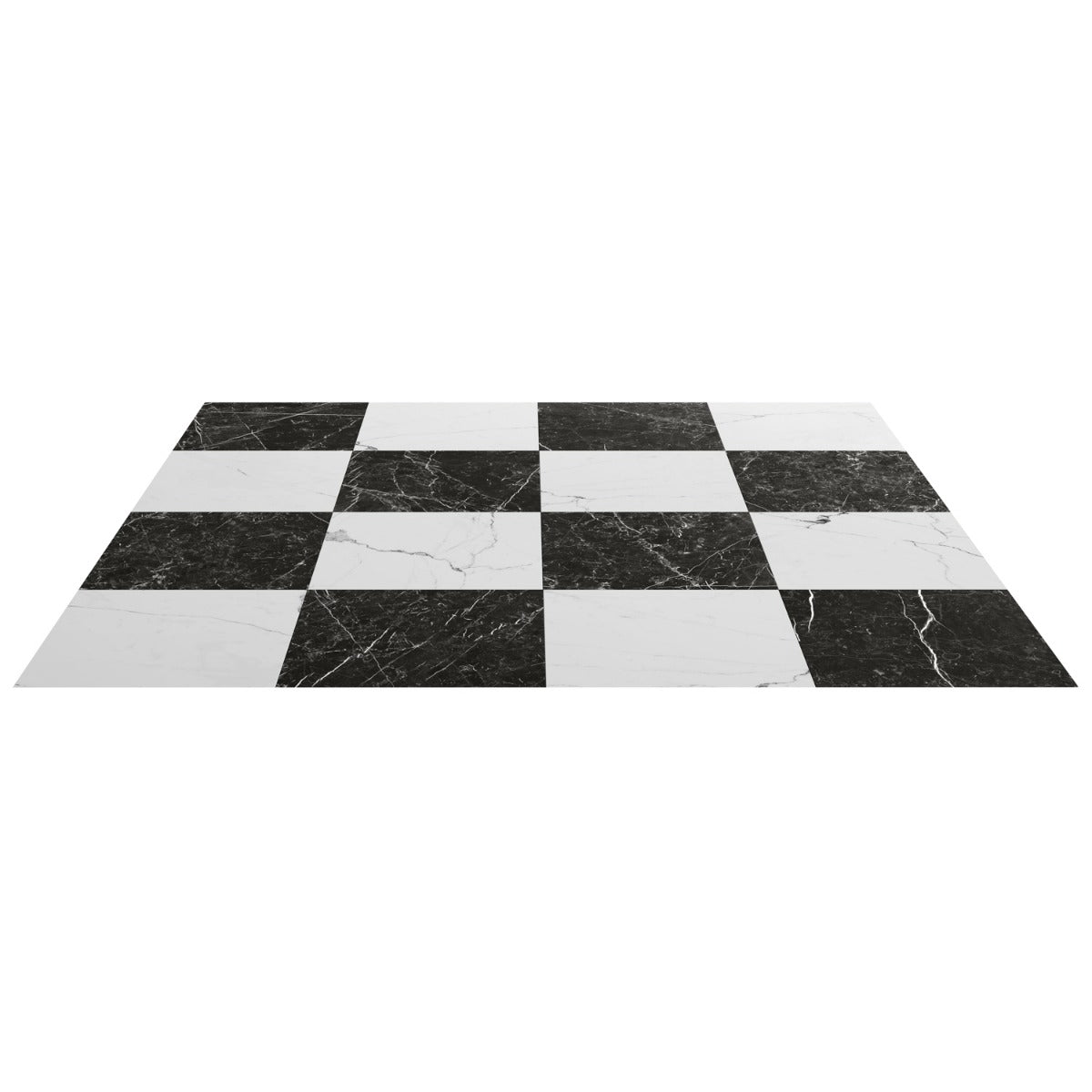 Fortunato Calacatta and Nero Marquina 12x12 Matte Porcelain Checkerboard Tile