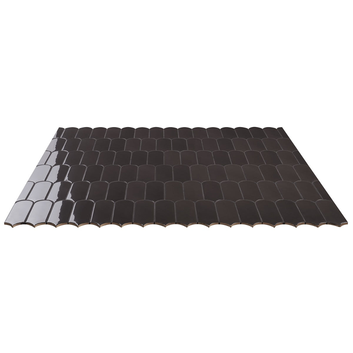 Parry Charcoal 3x8 Fishscale Glossy Ceramic Wall Tile by Lux Tile