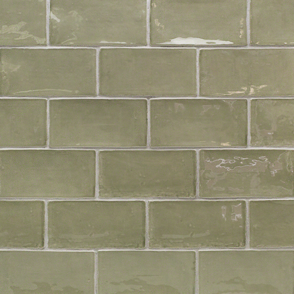 Lancaster Celery Green 3x6 Polished Ceramic Subway Tile for Walls