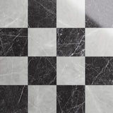 Fortunato Amani Gray and Nero Marquina Black 12x12 Polished Porcelain Checkerboard Tile