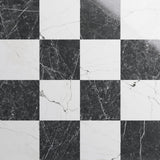 Fortunato Calacatta and Nero Marquina 12x12 Polished Porcelain Checkerboard Tile