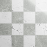 Fortunato Amani Gray and Calacatta White 12x12 Polished Porcelain Checkerboard Tile
