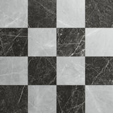 Fortunato Amani Gray and Nero Marquina Black 12x12 Matte Porcelain Checkerboard Tile
