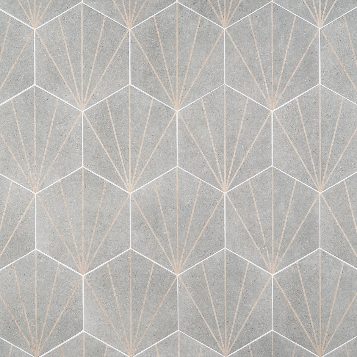 Lux Tile Pergola Beams Gray Hexagon Matte Porcelain Tile 12.5"
