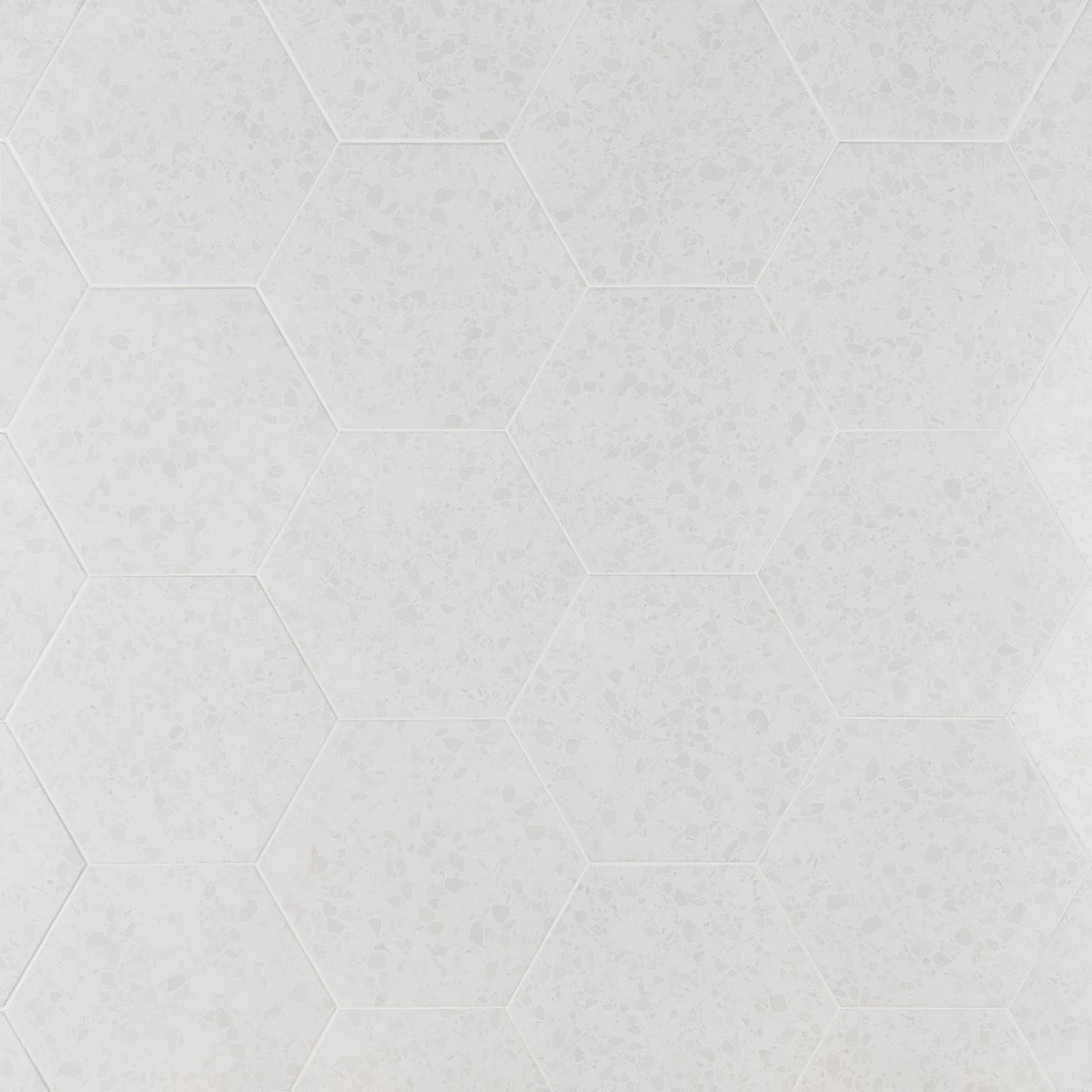 Six Hexagon White Terrazzo Look Matte Porcelain Tile - 12.5"