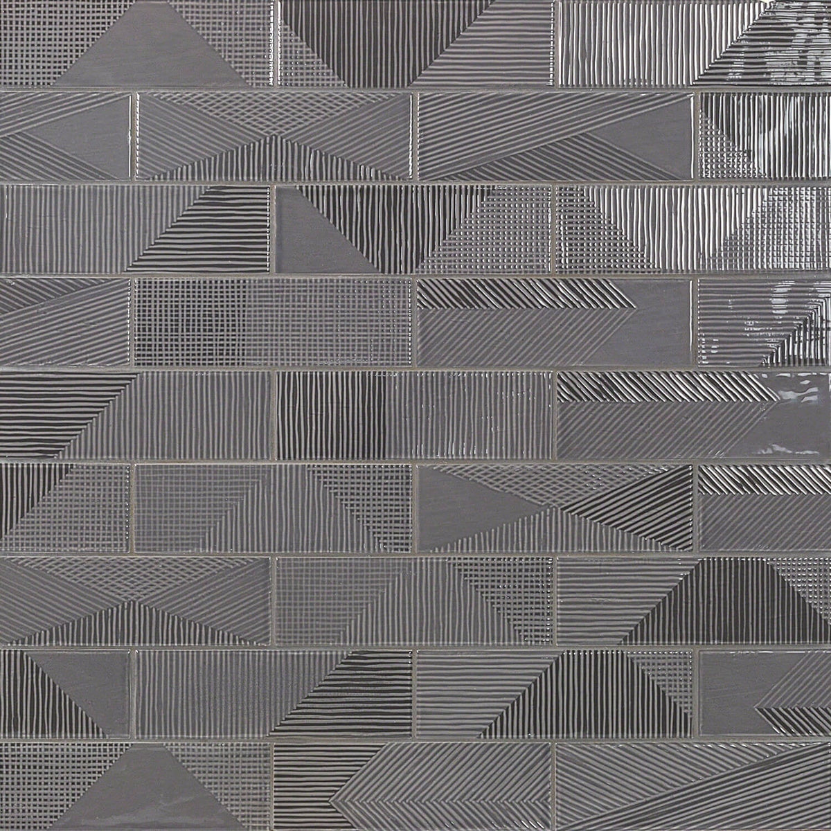 Tilebar Enigma Graphite Gray 2x8 Polished Textured Ceramic Wall Tile