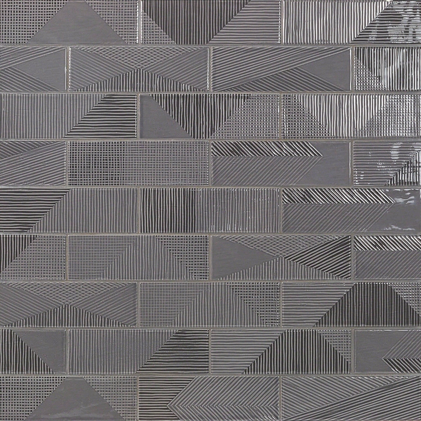 Tilebar Enigma Graphite Gray 2x8 Polished Textured Ceramic Wall Tile