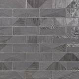 Tilebar Enigma Graphite Gray 2x8 Polished Textured Ceramic Wall Tile
